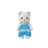 White bear figure shown wearing a blue outfit on a white background