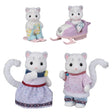 Four Snow Leopard Family figures shown with a baby snowmobile on a white background