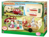 Sylvanian Families The Caravan front packaging showing a cream caravan, red car, animal figures and small accessories