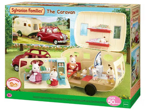 Sylvanian Families The Caravan front packaging showing a cream caravan, red car, animal figures and small accessories