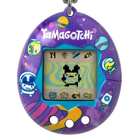 Close-up of Tamagotchi Original Tama Universe screen with character on purple shell – Ireland