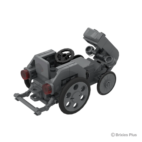 Massey Ferguson TEA 20 Mini BRIXIES model viewed from above the rear with the bonnet section raised, steering wheel and rear linkage visible