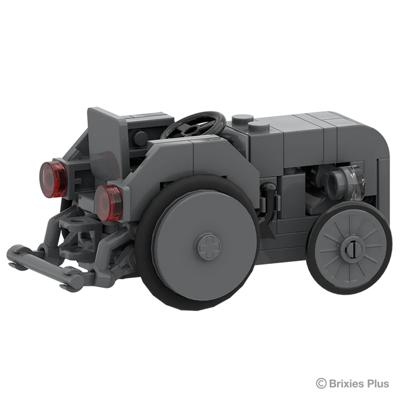 BRIXIES Plus Massey Ferguson TEA 20 Mini viewed from the rear right showing the twin red rear lights, three point linkage and rear wheel