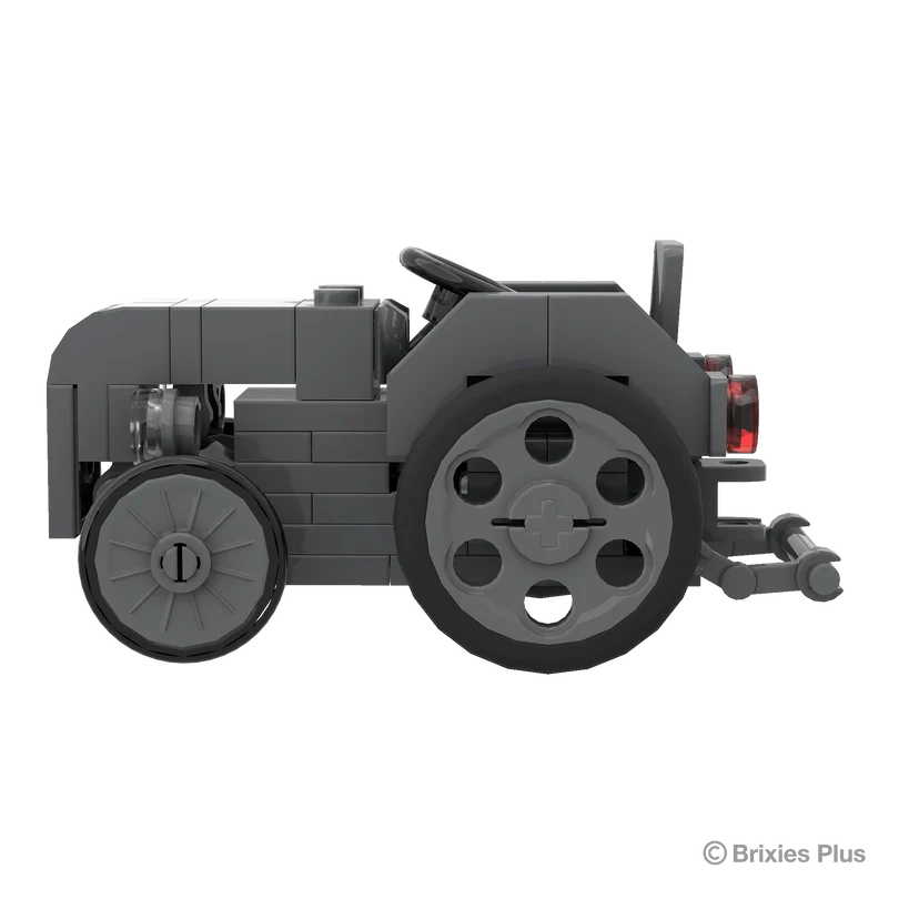 BRIXIES Plus Massey Ferguson TEA 20 Mini in full side profile facing left with the grey bonnet, large rear wheel and rear hitch visible