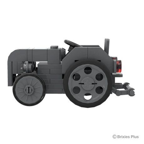 BRIXIES Plus Massey Ferguson TEA 20 Mini in full side profile facing left with the grey bonnet, large rear wheel and rear hitch visible