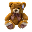 Teddie Sitting Brown Bear 36cm plush teddy bear with brown fur and red check bow