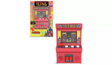 Tetris Classics Retro Mini Arcade Machine shown beside its Arcade Classics retail box, displaying colour screen, age 8+ rating and Tetris branding