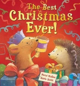 Cover of The Best Christmas Ever picture book showing Millicent Mouse with presents and ribbons