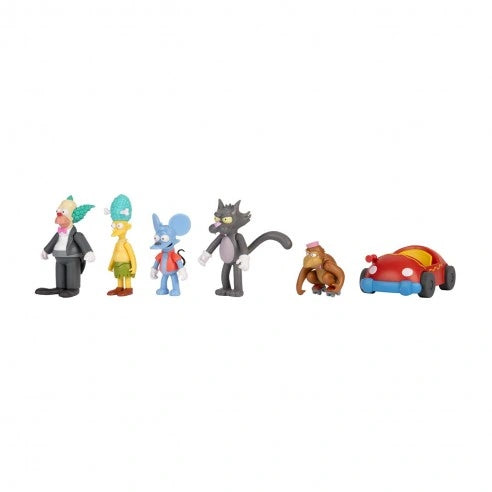 The Simpsons Krusty the Clown Show figures and clown car shown from an angled view