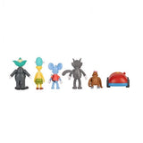 Rear view of the Krusty, Sideshow Mel, Itchy, Scratchy and Mojo figures with the clown car 