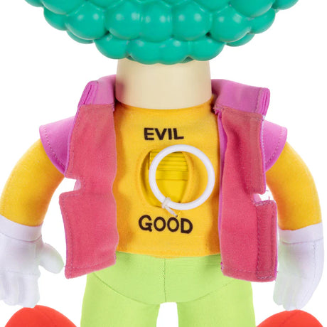 Close up of the Good and Evil switch on the back of The Simpsons Talking Krusty Doll