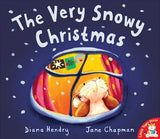 Illustrated cover of The Very Snowy Christmas by Diana Hendry featuring a cosy indoor scene and winter snowfall