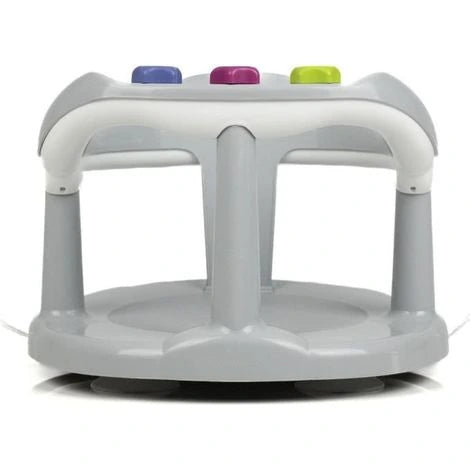 Thermobaby Aquababy Grey Bath Seat rear view showing high back and front toy bar