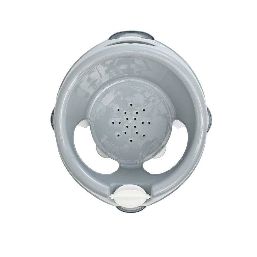 Thermobaby Aquafun Grey Bath Ring top view showing perforated seat and white watermill
