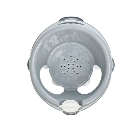 Thermobaby Aquafun Grey Bath Ring top view showing perforated seat and white watermill