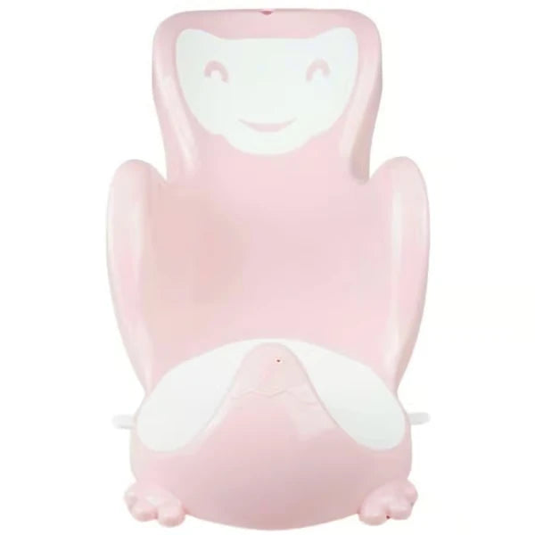 Thermobaby Babycoon Powder Pink Bath Seat front view showing the contoured baby support shape