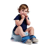 Thermobaby Funny Potty Mix blue potty shown with a child seated during toilet training