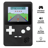 Tikkers Handheld Console showing built in games, volume control, button control and light feature icons