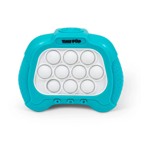 Time Pop Light Up Push Popper Game Blue front view with white pop buttons
