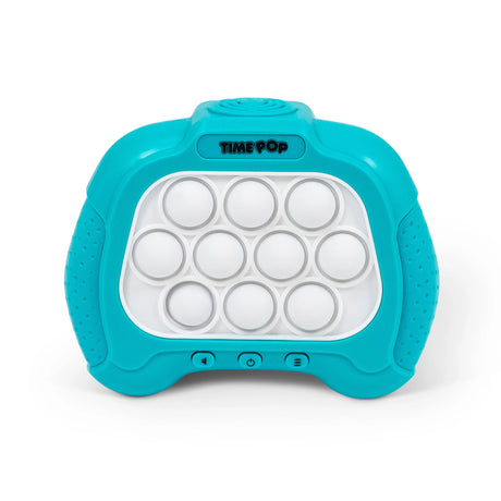 Time Pop Light Up Push Popper Game Blue front view with white pop buttons