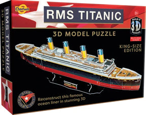 Box packaging of RMS Titanic 3D model puzzle showing king size edition in Ireland
