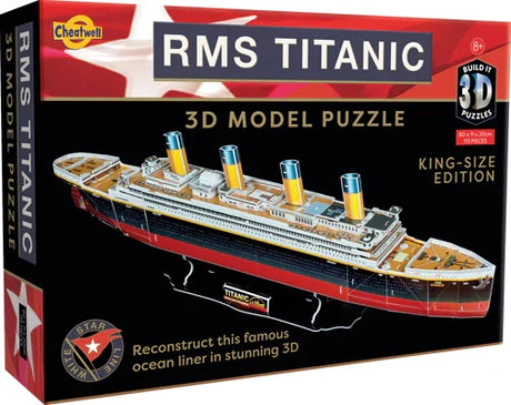 Box packaging of RMS Titanic 3D model puzzle showing king size edition in Ireland