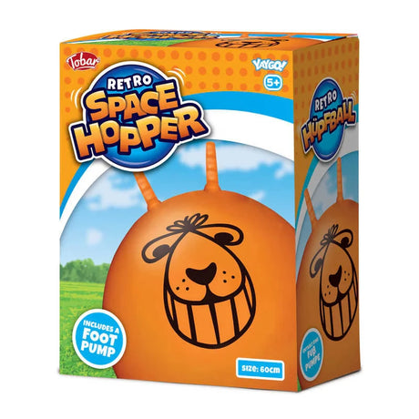Tobar Retro Space Hopper retail box with front artwork and side panel visible