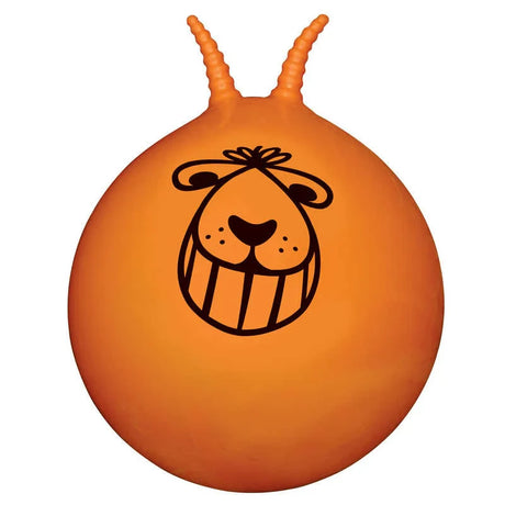 Orange Tobar Retro Space Hopper inflated with smiling face and horn handles