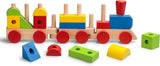 Tobar Wooden Stack 'N' Sounds Train assembled with loose wooden shape pieces