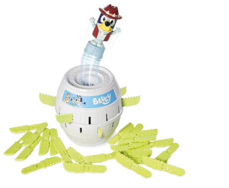 Pop Up Bluey barrel game with Bluey launching and crocodile swords – Ireland