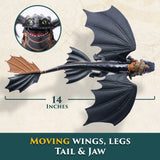 Top-down view of Toothless with wings spread and Hiccup on saddle – Ireland