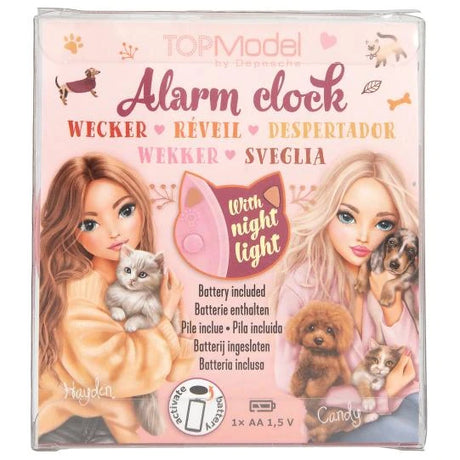 TOPModel Alarmclock FUR EVER FRIENDS back of retail box with product artwork and battery details