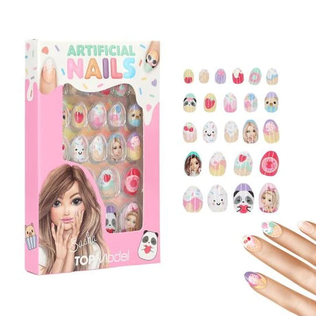 TOPModel Artificial Nails CANDY GLAM with display box, loose printed nails and hand example
