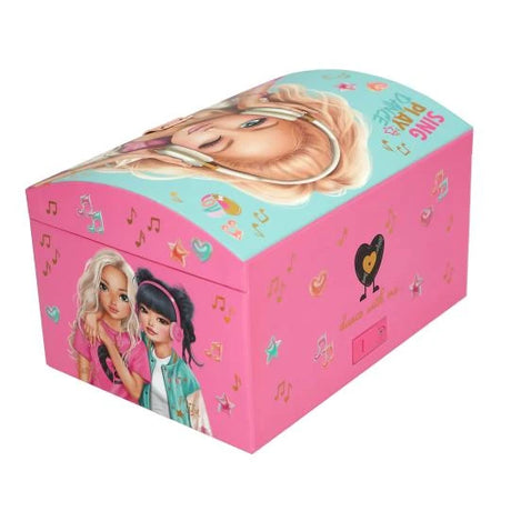 TOPModel Big Jewellery Box With Code And Sound MUSIC closed angled side view with model artwork and music icons