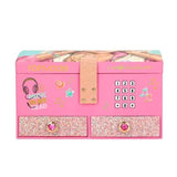 TOPModel Big Jewellery Box With Code And Sound MUSIC front view with code pad, strap and two glitter drawers