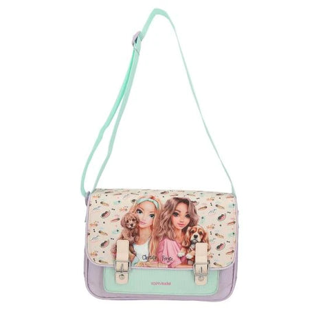 Front of the TOPModel SUNNY DOG shoulder bag with the mint green shoulder strap extended.