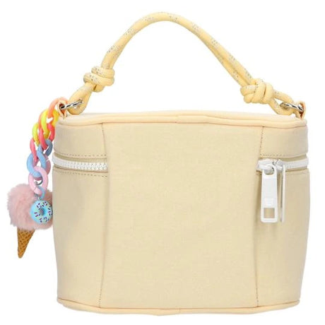 TOPModel Cosmetic Case CANDY GLAM back view with chain charm, pom pom ice cream pendant and handle