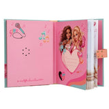 Open TOPModel Diary With Code And Sound MUSIC showing pink inside cover, speaker holes and printed diary page