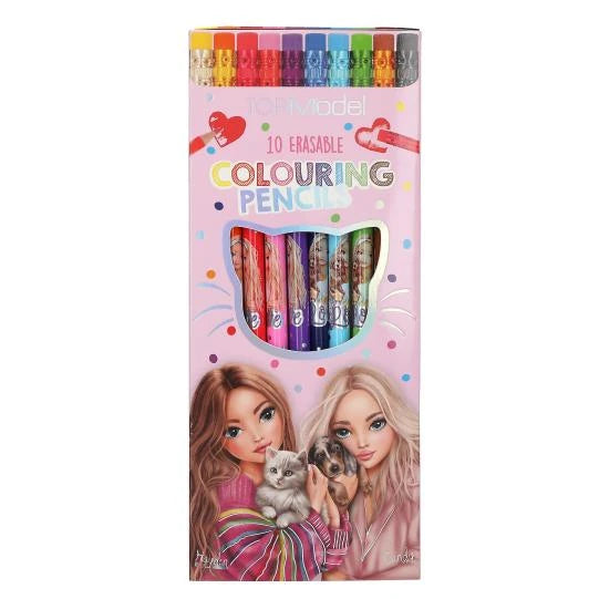 TOPModel Erasable Colouring Pencils front packaging with pencils visible through the window