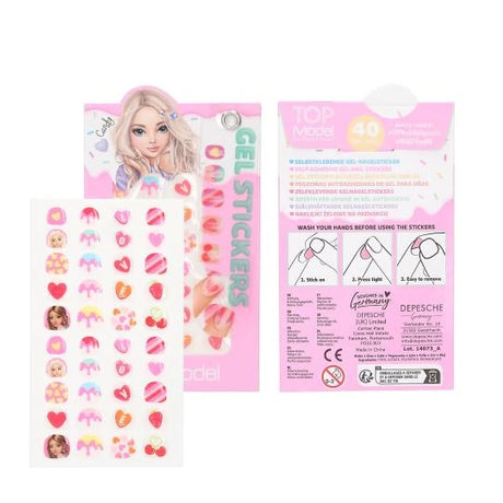 TOPModel Gel Nail Stickers CANDY GLAM Candy design sheet with front and back packaging