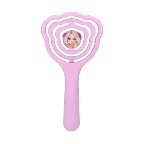 TOPModel Hair Brush lilac front view with open brush head and central character detail