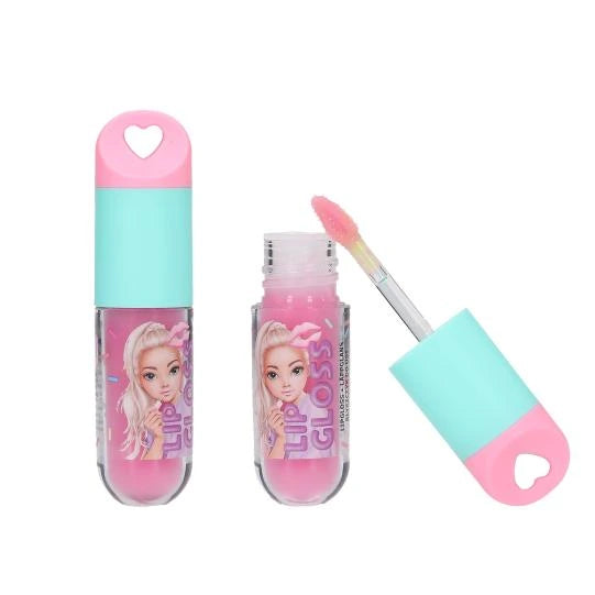 TOPModel Lip Gloss With Beads Pendant CANDY GLAM product set with box, bead pendant, closed lip gloss and open applicator