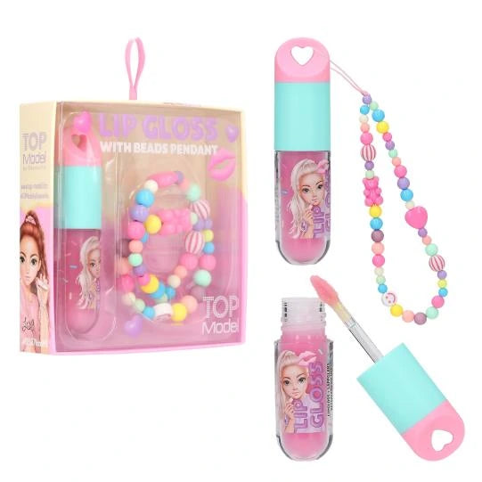 TOPModel Lip Gloss With Beads Pendant CANDY GLAM closed tube and open lip gloss applicator