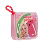 TOPModel Make Up Sponge CANDY GLAM angled view in pink clear storage box with red loop