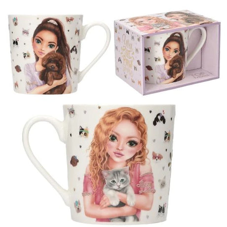 TOPModel Mug KITTY and DOGGY collage showing cat mug, dog mug and boxed mug