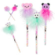 TOPModel WILD pencils with three animal eraser toppers, colourful feather trim and patterned barrels