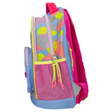 TOPModel Schoolbackpack FLASH side view with pink mesh pocket and multiple zip openings