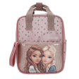 TOPModel Small Backpack DOTS front view with two girls artwork and grey dot pattern