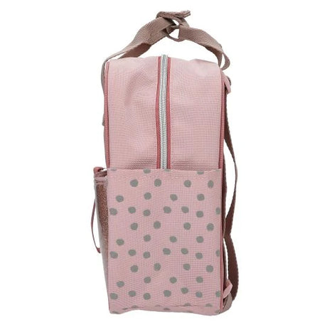 TOPModel Small Backpack DOTS side view with dot pocket, handle and straps