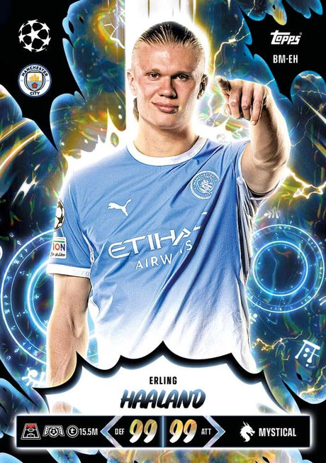 Topps Match Attax 2026/27 Erling Haaland Mystical card example with Manchester City design